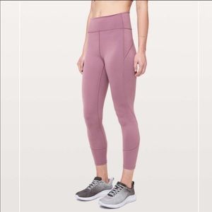 In movement 7/8 size 8 lululemon leggings.